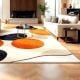 Handcrafted Orange Circle Abstract Living Room Rug